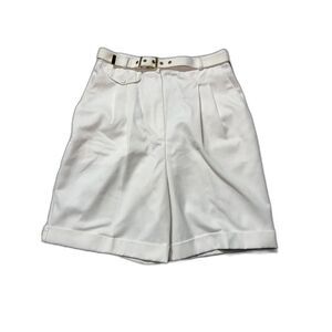 Norton McNaughton Shorts Womens 10 White Pleated High Rise Belted 90s Vintage